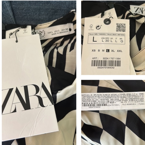 NWT Zara Black & Ivory Satin Front Pleat Asymmetrical Blouse - Bloggers Fave - L - Picture 15 of 16
